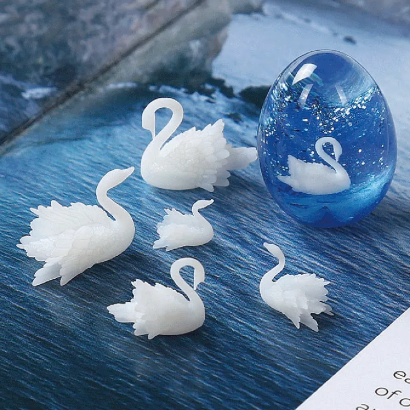 Прозрачный силиконовый Лебедь из смолы ювелирные изделия 3D Ногти ручной работы