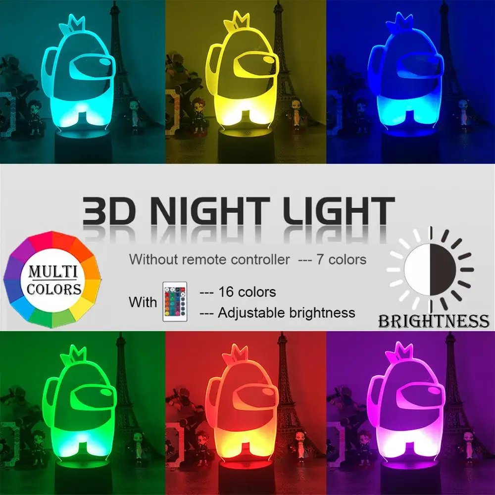 

Hot Friends Game Among Us 3D Night Light Desktop Lamp Table Decor LED Sensor Lights Atmosphere Bedside Night Lamps Baby Gift Toy