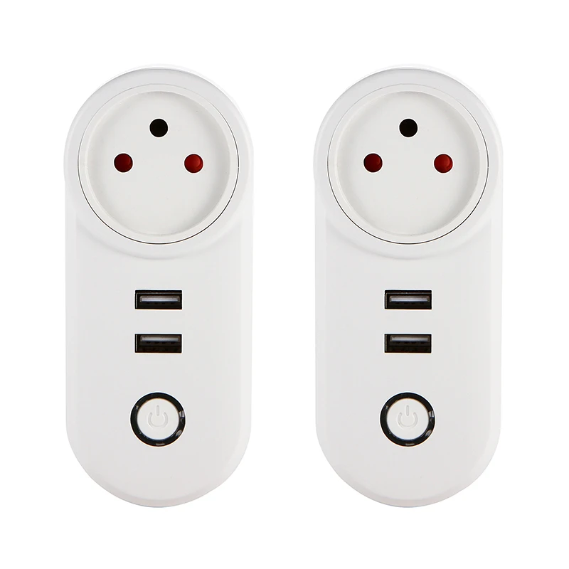 2pcs FrankEver, Израиль, Wi-Fi, умная розетка с двумя usb-портами, розетка, Беспроводная розетка, голосовое управление, работает с Alexa Google home - Цвет: 2pcs