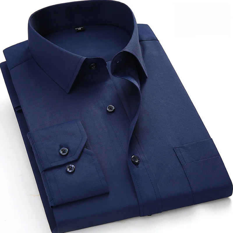 

Plus Size 8xl large men's dress shirts oversized Shirt turndown collar long sleeve regular fit Social Shirts mens Front Pocket