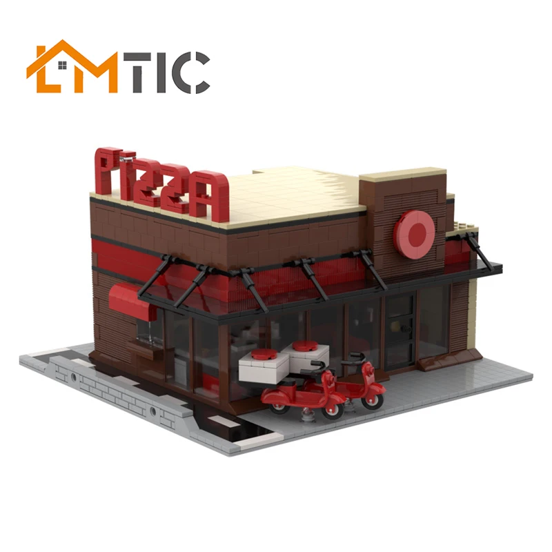 BuildMoc модульный дом для пиццы набор Moc 35480 строительные блоки сделай сам 1405 шт