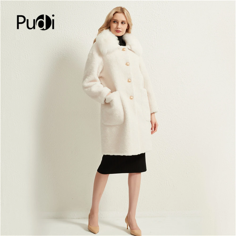 Куртка Pudi женская зимняя теплая с натуральным лисьим мехом воротником H99178 пальто