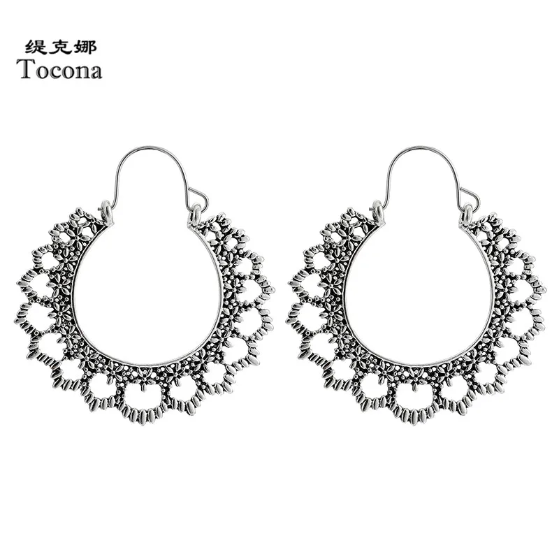 Женские винтажные серьги подвески Tocona золотистые висячие в античном стиле с