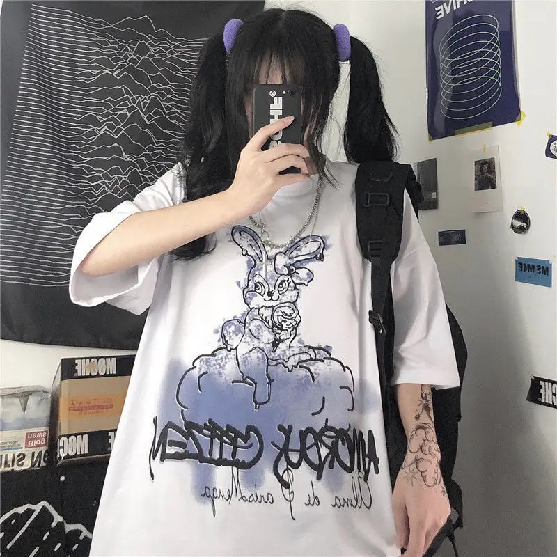 Женская футболка с короткими рукавами летняя свободная в Корейском стиле