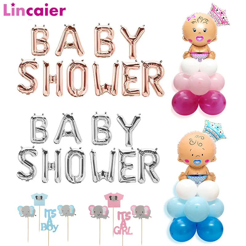 16 дюймов Baby Shower Фольга воздушные шары BabyShower вечерние украшения его для мальчиков и девочек с изображением слона Пол раскрыть игры с надписью Oh Baby столовых принадлежностей