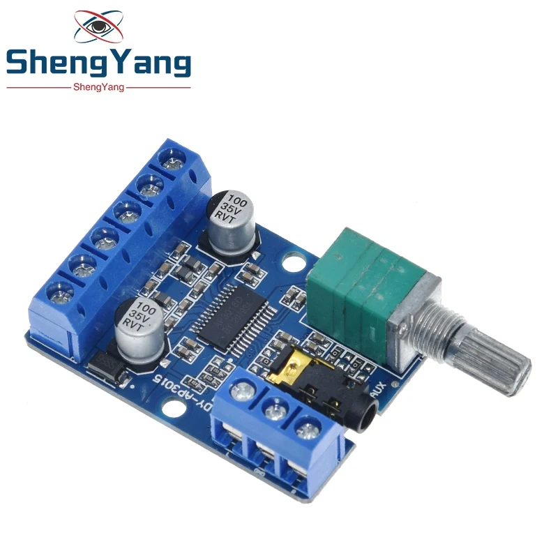 DY-AP3015 DC 8-24V 30W * 2 Class D Dual Channel High Power Stereo Digital Amplifier Board with Adjustable Volume Potentiometer |