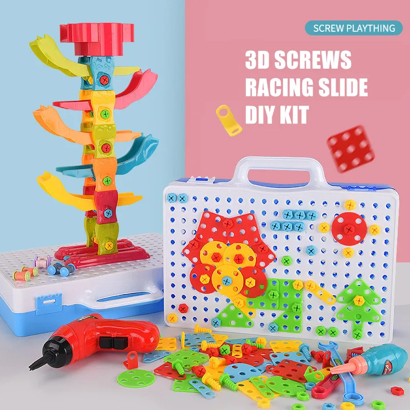 Строительные игрушки винты блоки 2D 3D пазлы набор сделай сам с электрической
