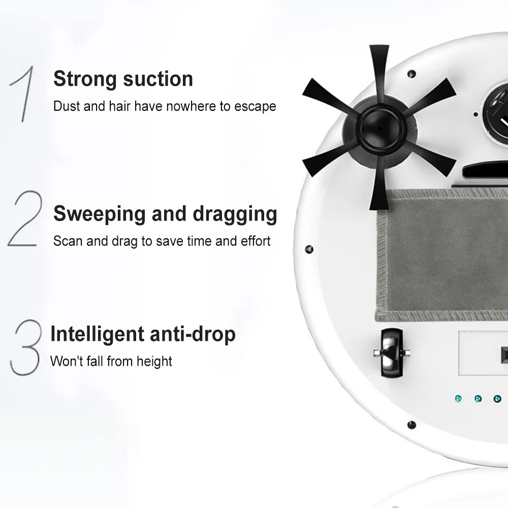 1200mAh 3-in-1 Smart Floor Cleaner Auto Rechargeable Sweeping Robot Dry Wet Vacuum Strong Suction | Безопасность и защита