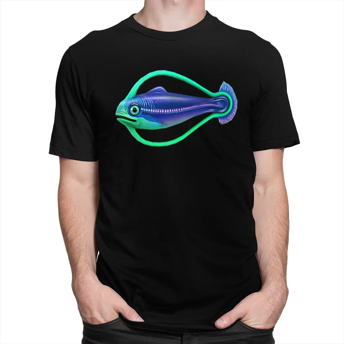 Футболка мужская с коротким рукавом крутая тенниска из хлопка рисунком рыбы