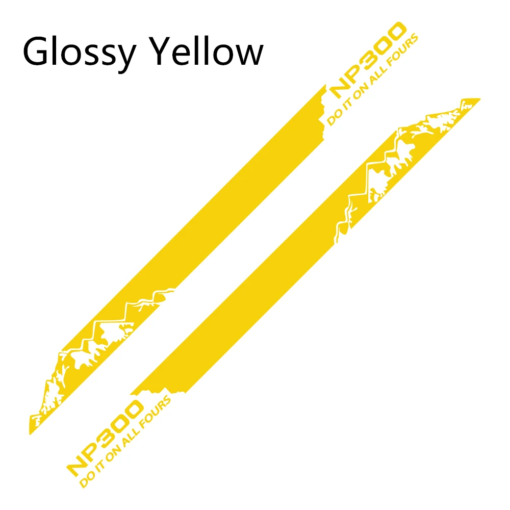 Glossy Yellow 2 шт. автомобильные длинные полосы наклейки для Nissan NAVARA NP300 DIY Авто Боковая дверь виниловая пленка наклейка спортивный стиль Тюнинг автомобиля аксессуары - Название цвета: Glossy Yellow