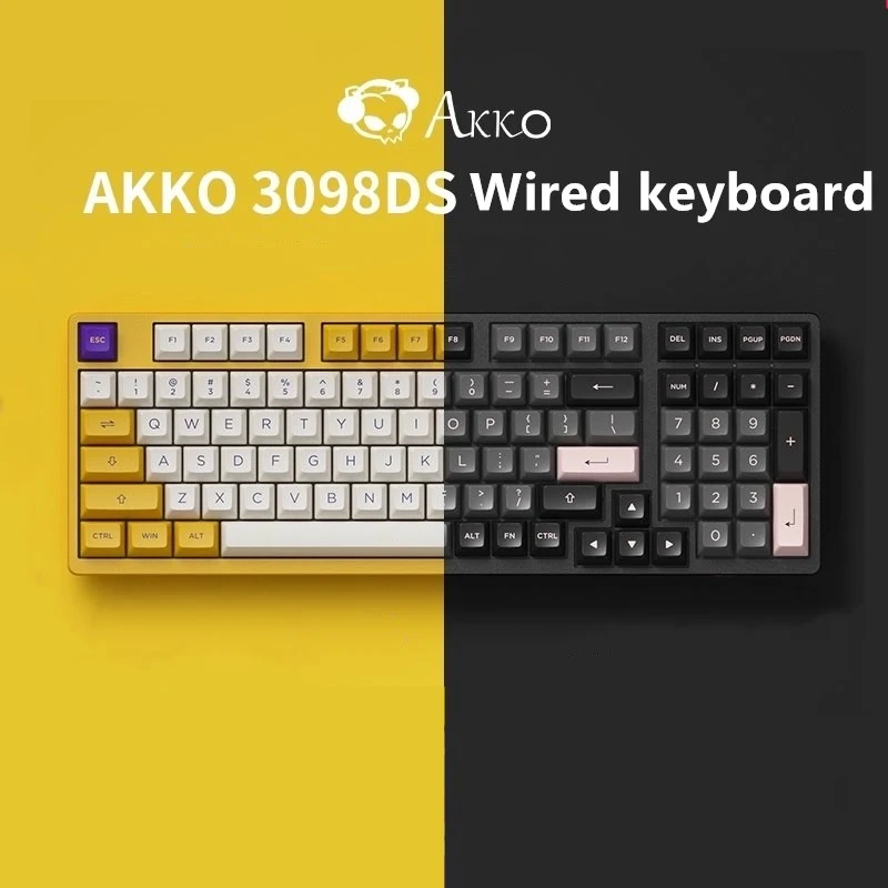 

New AKKO 3098DS Los Angeles purple gold dynasty wired game keyboard Black-pink 98 keys mechanical gaming keyboard for boy