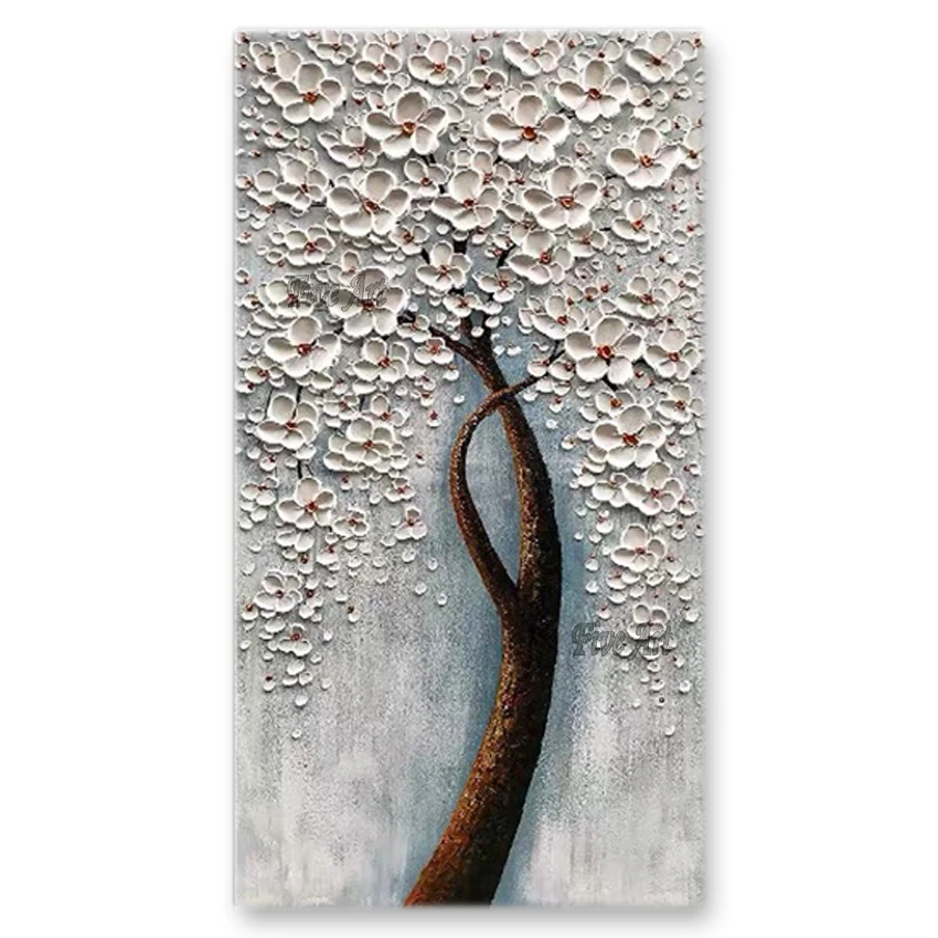 

Palette Knife Abstract Flower Art Handmade Thick Oil Painting Tree Wall Pictures Modern Wall Art For Living Room Decor Pieces