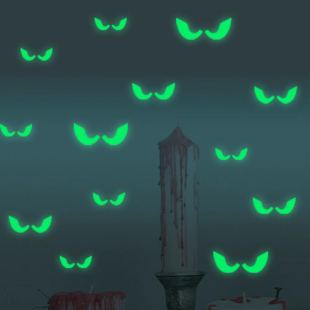 18 шт./компл. Светящиеся в темноте глаза настенные стеклянные наклейки Хэллоуин