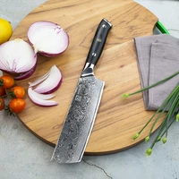 keemake 7 cleaver knife kitchen chef knives japanese 73 layers damascus vg10 steel razor sharp blade g10 handle cutting tools