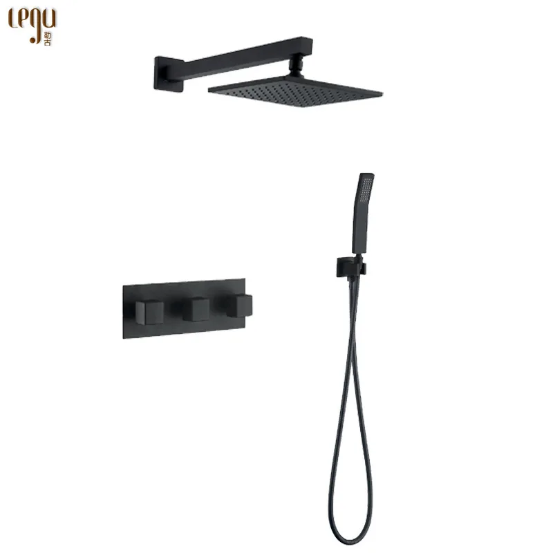 

Bronze Black Waterfall Shower Faucet In Wall Waterfall Rain Brass Shower Head Bathroom Shower Mixer Tap Thermostatic Mixer Valve