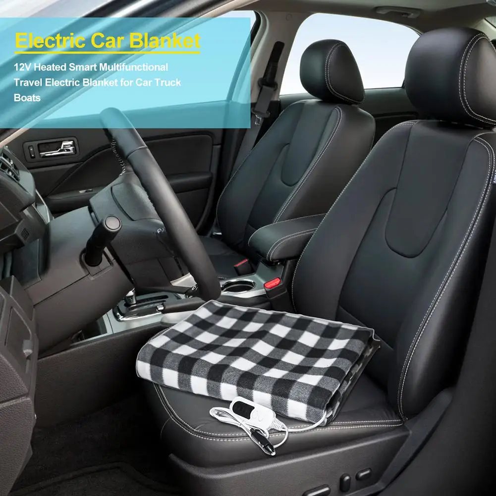 

12V Electric Blanket Plush Fleece Heater Warmer 150X100cm Heated Blanket Temperature Control Automatically Power Off 4 hour Late