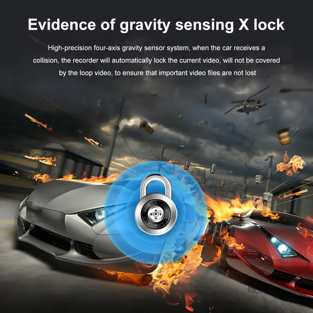 

10 Inch Car Recorder Rearview Mirror 1080P LED Touch Screen Dual Lens Reversing Image Night Vision DVR Camera With C10TF Card