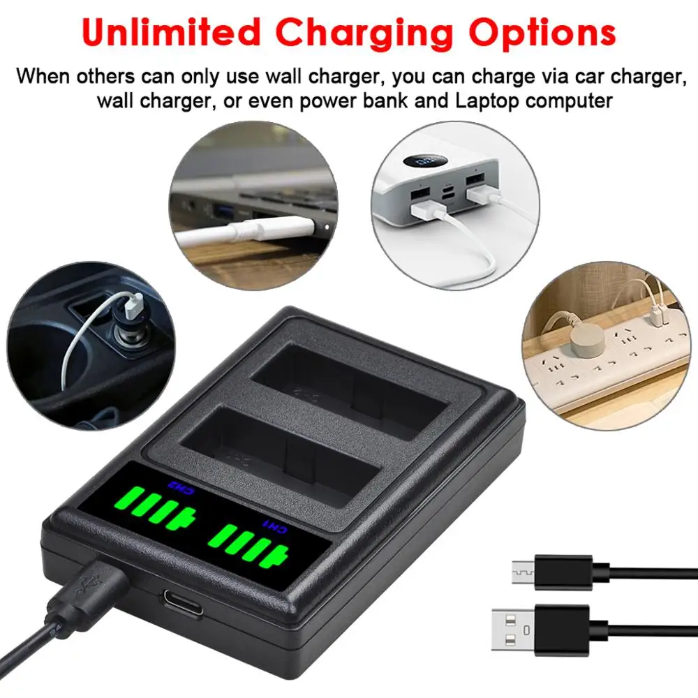 Аккумулятор для цифровой камеры 2 шт. со светодиодсветодиодный зарядным