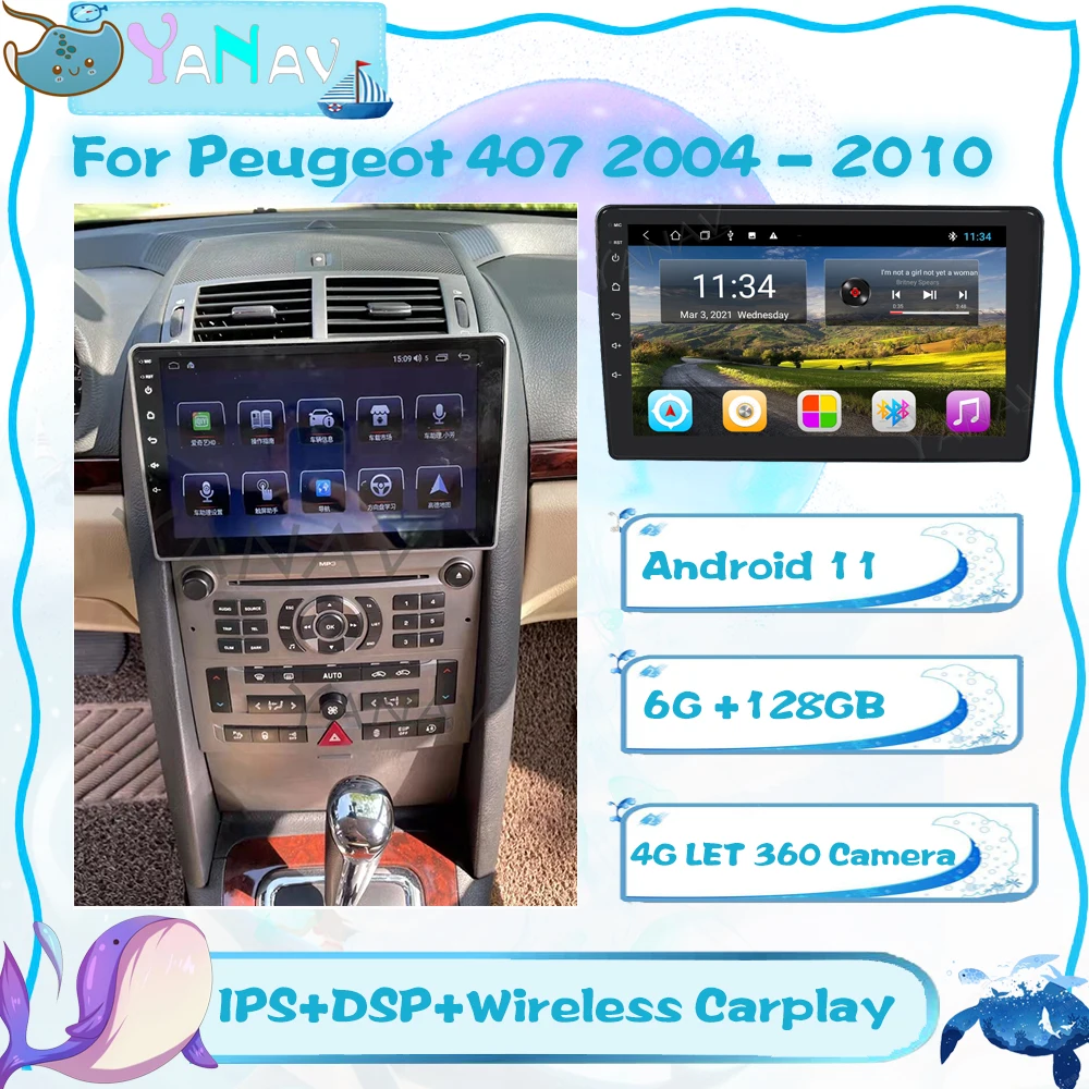 

128GB Car Radio Head Unit For Peugeot 407 2004 - 2010 IPS HD Screen Multimedia Player Audio Video GPS Navigation Stereo Receiver