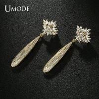 umode new zirconia crystal earring flowers drop shape earrings for elegant women bridal wedding jewelry accessories gift ue0710