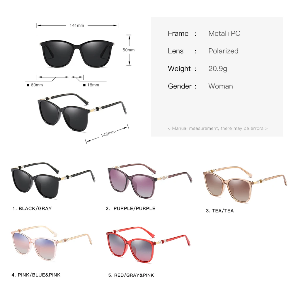 DEARMILIU Модные солнцезащитные очки Брендовые женские кошачий глаз поляризованные