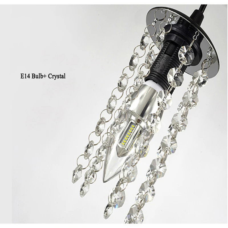 Moda Nórdica lámparas colgantes de cristal para el hogar, lámparas colgantes con bolas de cristal E14, color gris humo, para sala de estar y dormitorio