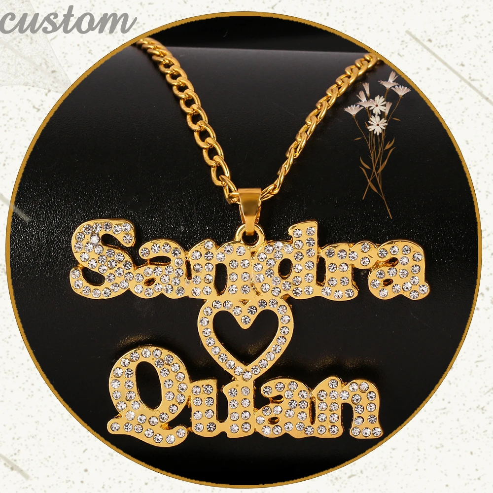 Ожерелье чокер с двойным именем и надписью на заказ|Индивидуальные Ожерелья| |