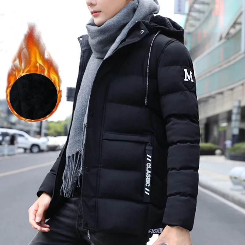 Новинка 2019 модная утолщенная зимняя куртка с флисовой подкладкой Мужская