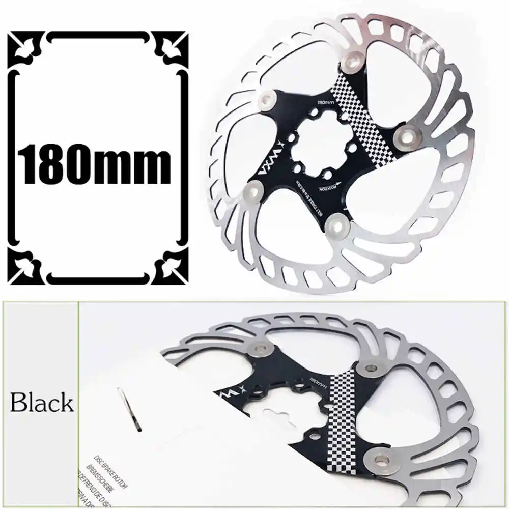180mm Black Велосипед vxm плавающие дисковые тормоза поплавок/сверхлегкий MTB велосипедные тормозные колодки с шестью отверстиями дисковые роторы 140/160/180/203 мм Запчасти для велосипедов - Цвет: 180mm Black