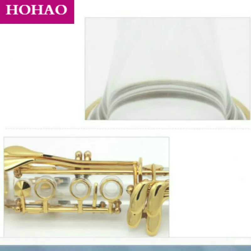 Акриловый прозрачный кларнет в B без каблука позолоченные Ключи.|Кларнет| |