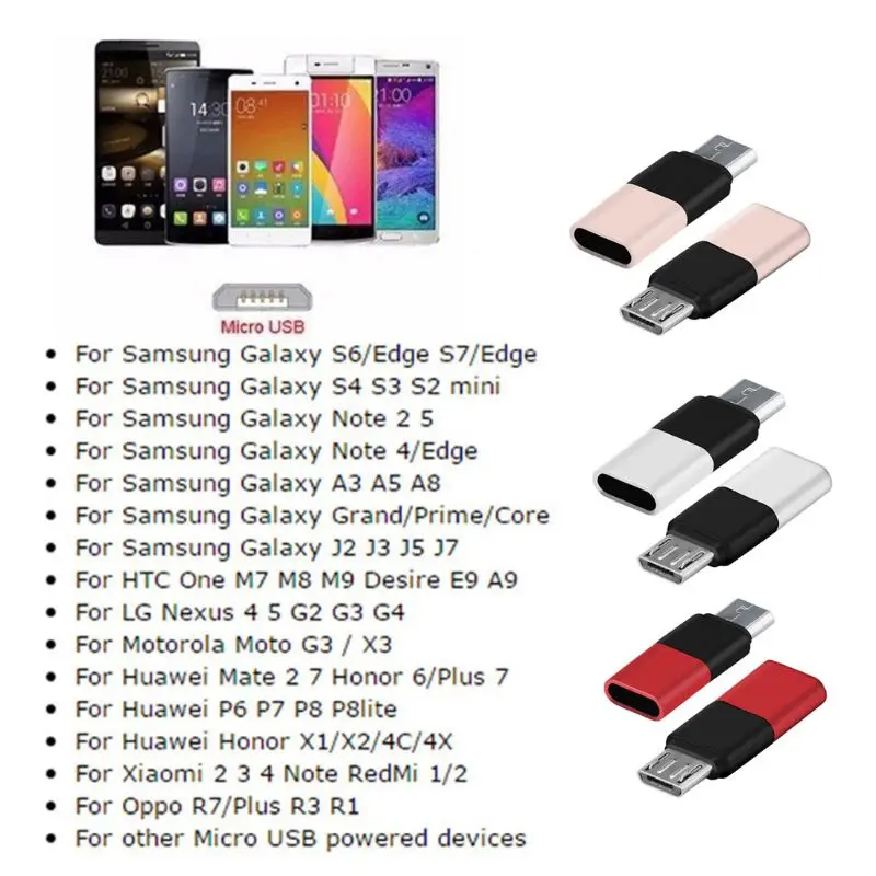 Алюминиевый сплав Micro USB Мужской к type C Женский адаптер конвертер Разъем для samsung huawei Xiaomi Android телефон планшет