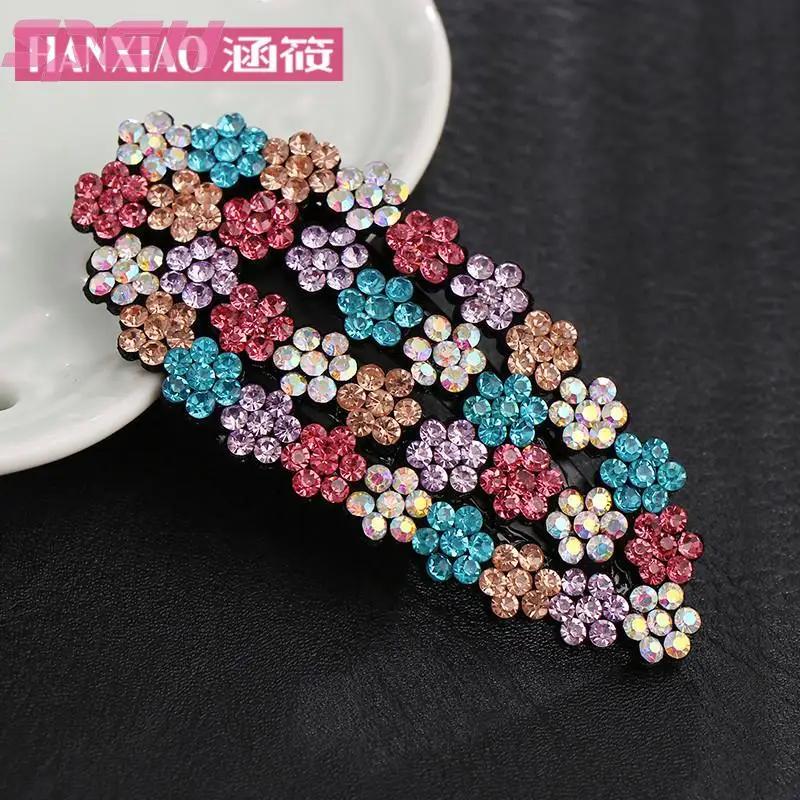 

Headdress leather full diamond hairpin BB clip flower jewelry ball head plate hairpin super flash and simple