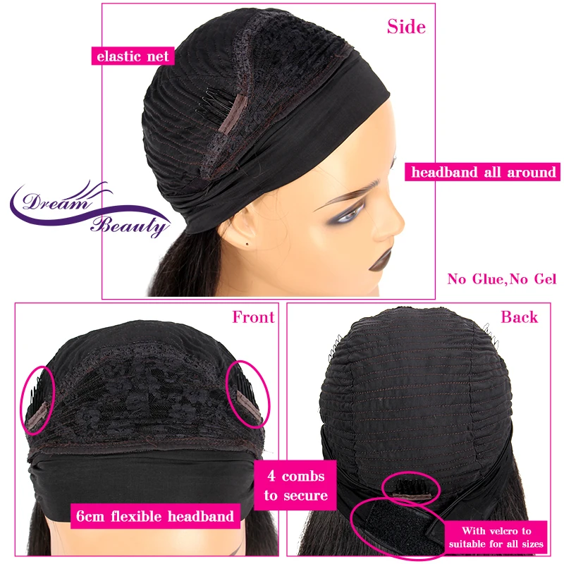

Dream Beauty Headband Wig Curly Wave Human Hair Wig Hair Band No Glue Real Hairline Human Hair wig