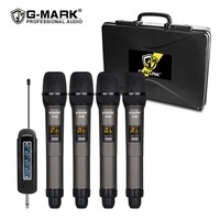 professional wireless microphone g mark x440 karaoke handheld 4 channels metal body lithium battery receiver 50 m for church