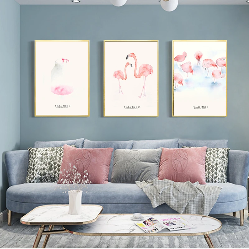 Постер в скандинавском стиле с изображением фламинго настенные картины на