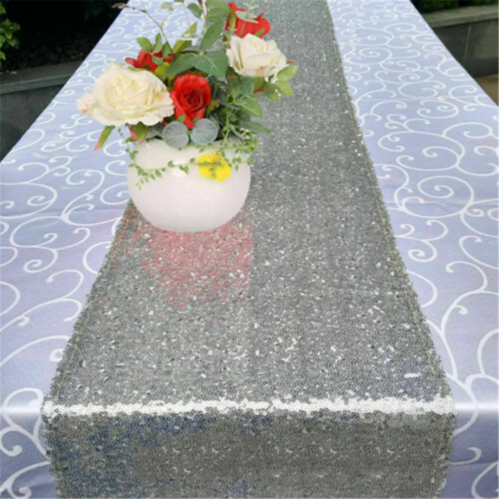 Блестящая серебряная скатерть с блестками блестящая ткань для свадебной