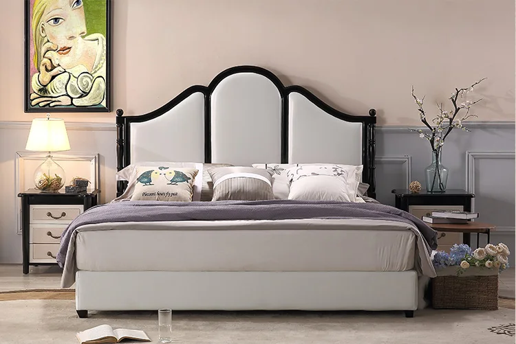 

Europe and America Genuine leather bed frame Soft Beds Home Bedroom Furniture cama muebles de dormitorio / camas quarto 1.8*2 m