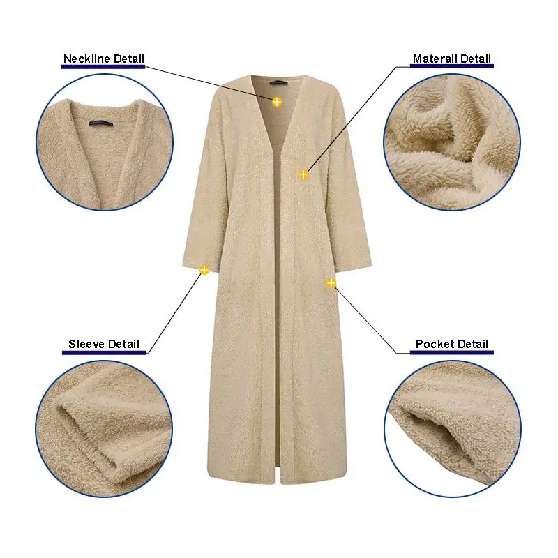 

ZANZEA Women Full Sleeve Faux Fur Plush Fluffy Coats Winter Autumn Open Front Cardigan Casual Solid Long Outwear Warm Jackets