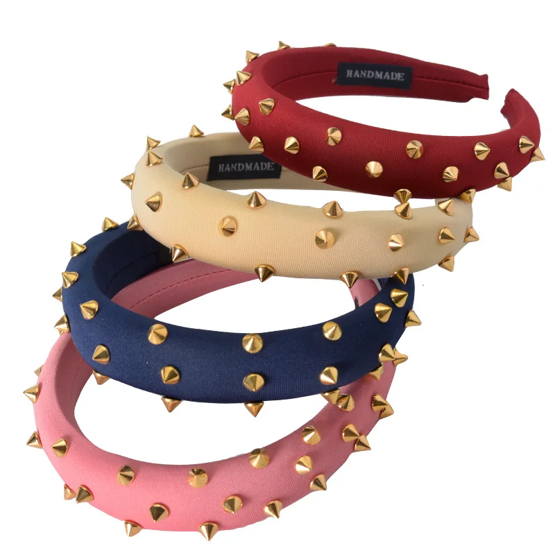 Барокко дизайн заклепки обруч глянцевый ручной работы повязки для волос женщин