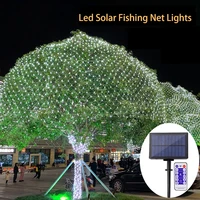 Led String Solar Fishing Net Lights Holiday Decoration Outdoor Background Window Curtain Remote Control IP65 Water Proof D79