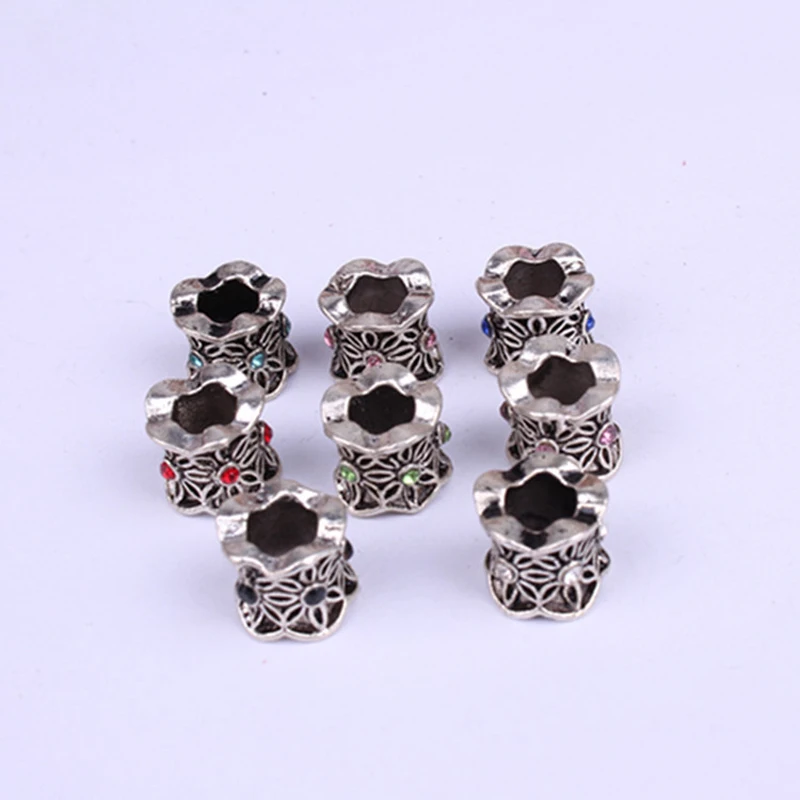 10 шт. Смешанные Серебряные стразы плетеные волосы бороды Дред бусины кольца туба