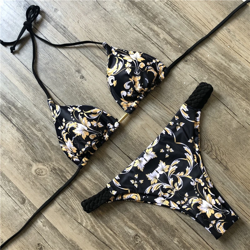 Купальник в рубчик 2020 Для женщин Пряжка для бикини купальный костюм сексуальные