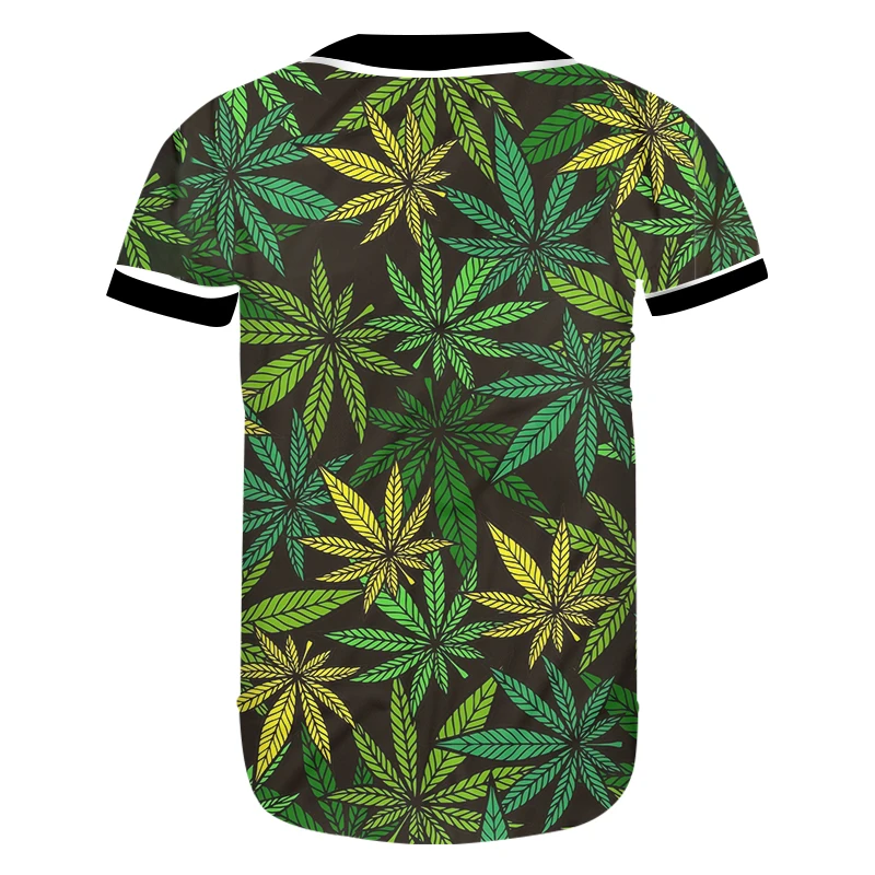 OGKB 3D печать кленовый лист бейсбольная рубашка кнопка рубашки зеленые листья