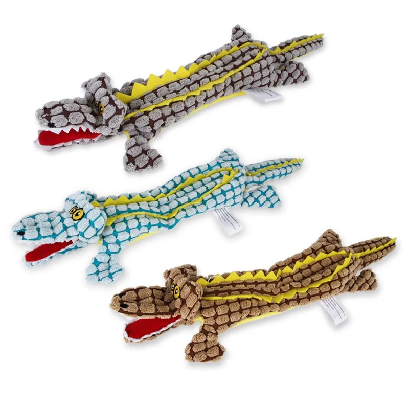 

3PCS Dog Squeaky Plush Toys Funny Crinkle Plush Crocodile Dog Toys No Stuffing Dog Chew Toy For Puppy Mediumn Large Dogs Squeak