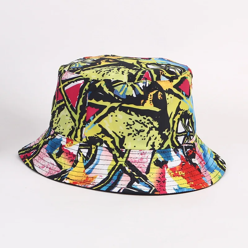 

Ins Popular Bucket Hat Fashion Reversed Women Hat Sun Hat Unisex Beach Hats Mens Graffiti Travel Hats Cotton Fishing Hunting Hat