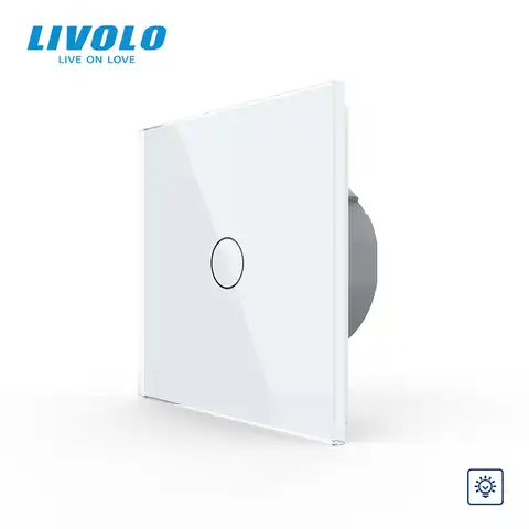 Настенный переключатель Livolo с регулировкой яркости, стеклянная панель, сенсорное управление с регулировкой яркости, для ламп более 25 Вт