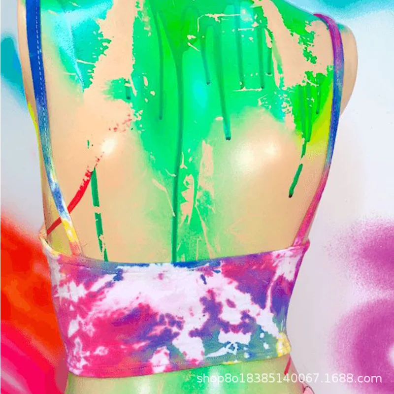 MONMOIRA модные резинки для девочек Топик с краской женские летние топы милым