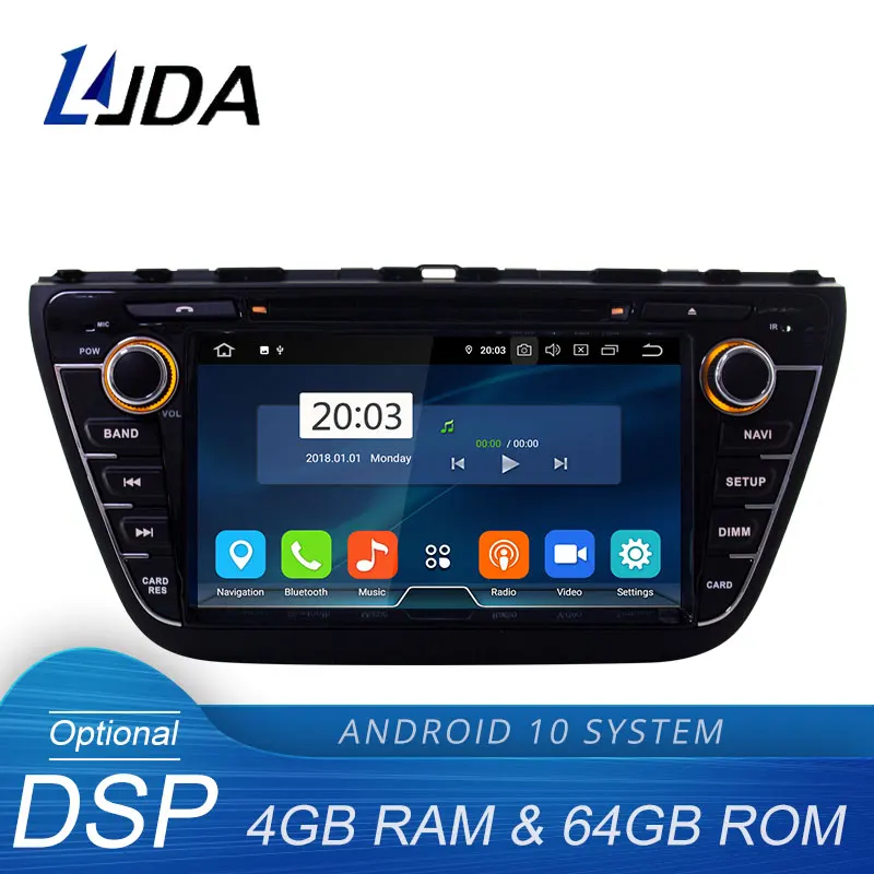 LJDA Android 10.0 Car DVD Player For Suzuki SX4 / S Cross 2013-2018 GPS Navigation Stereo 2 Din Radio 4G+64G Multimedia DSP | Автомобили и