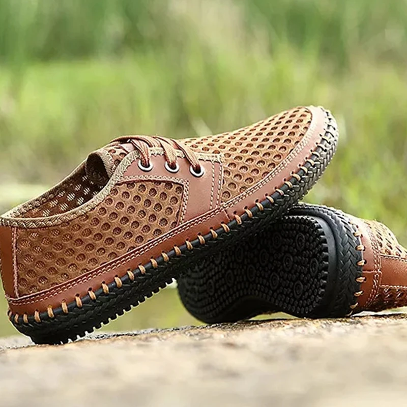 

Summer Hollow Mesh Breathable Trend Handmade Loafers Mesh 4748 Extra Large Size Single Shoes Casual Men's Shoes