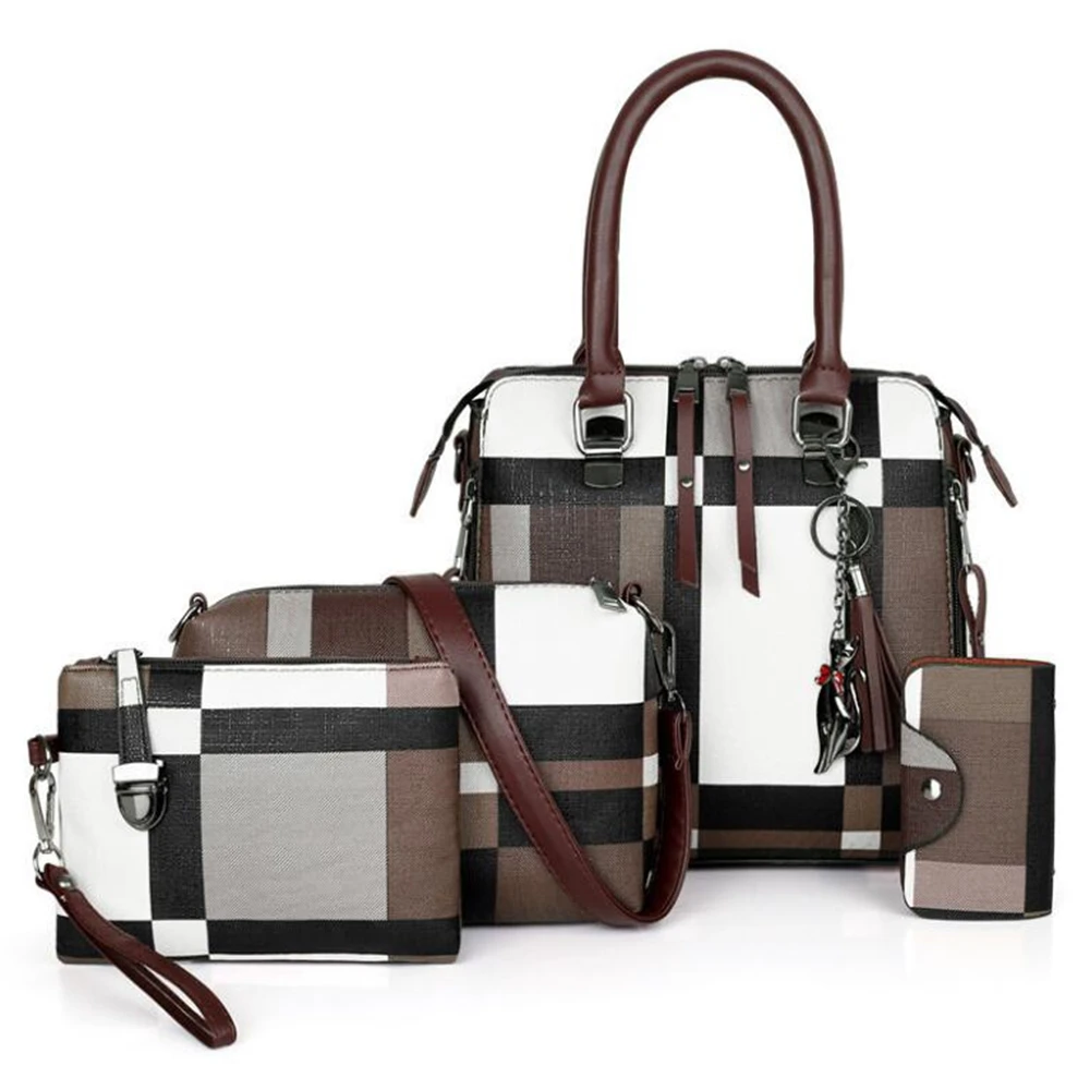 4 шт. сумки женская сумка в комплекте модная из искусственной кожи одноцветная